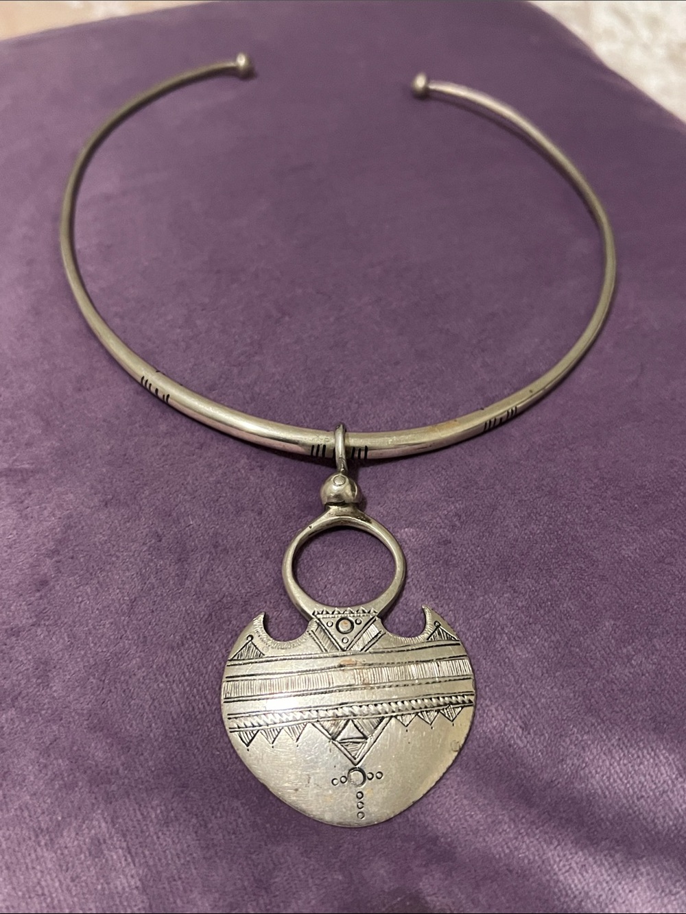 Silver tone Tuareg Necklace with removable pendant